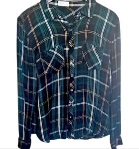 Maurices Green Plaid Button Down Shirt